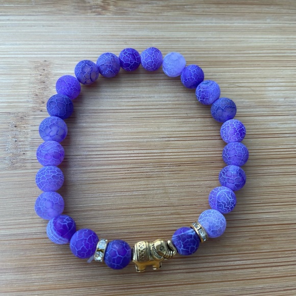 Amethyst Stone Gold Elephant Bracelet - Picture 5 of 6
